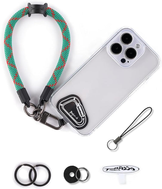 project-cb Hand Wrist Phone Strap,Phone Lanyard Patch ×2,Cell Phone Case Holder,Wristlet Strap for Key,AirPods,Camera (Holiday Green, 12inch)