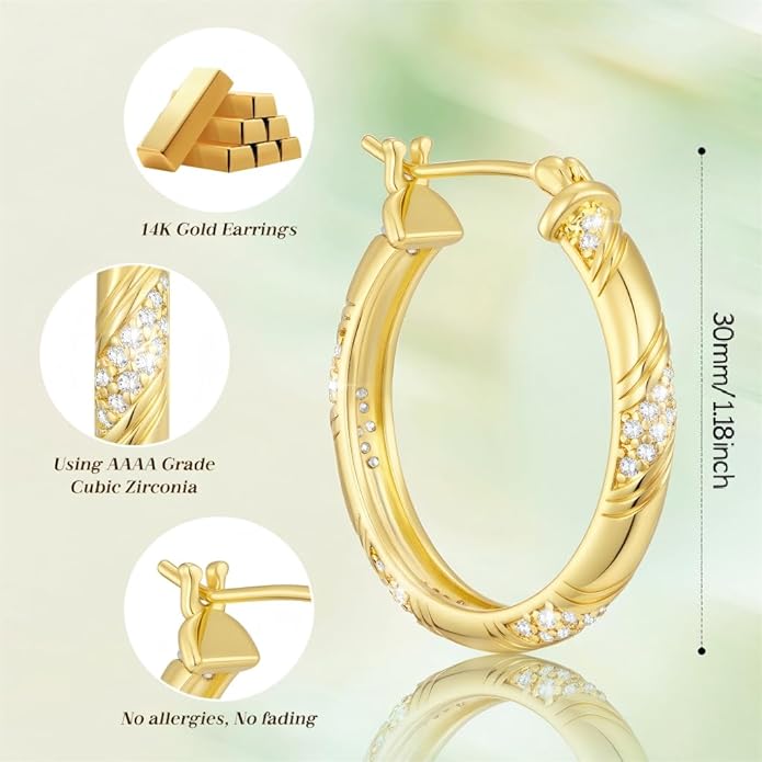 14K Gold Hoop Earrings 14K Gold Earrings for Women 20/25/30/35 Gold Hoop Earrings Jewelry