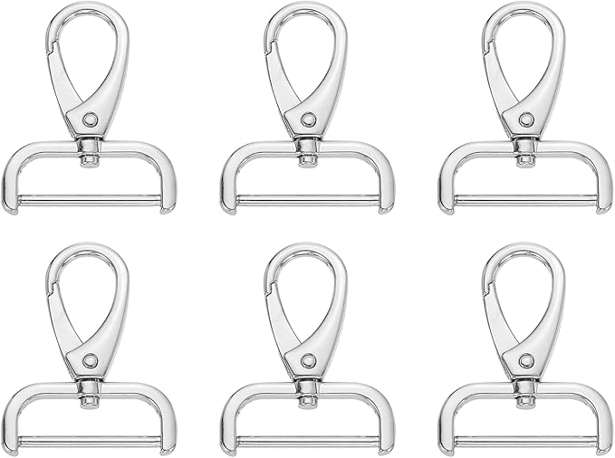 HARFINGTON 6pcs Detachable Snap Hook Swivel Clasp 1 1/4" (32mm) Zinc Alloy Lobster Claw Clasp for Keychain Lanyard Purse DIY Purse Strap, White