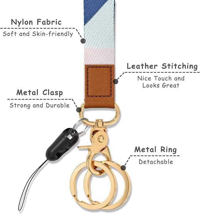 Cool Leopard Wristlet Keychain, Wrist Lanyard Key Chain For Women Men Car Keys Id Holder Card Phone Wallet Camera