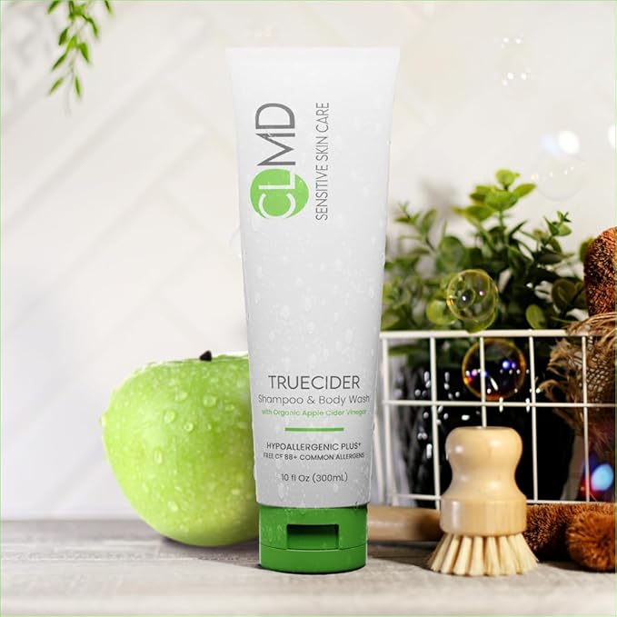 Cheryl Lee MD CLMD 2-in-1 Shampoo & Body Wash with Organic Apple Cider Vinegar – Gentle pH-Balanced Cleanser for Hair & Skin, Sulfate-Free, Dermatologist-Tested, 10 fl oz
