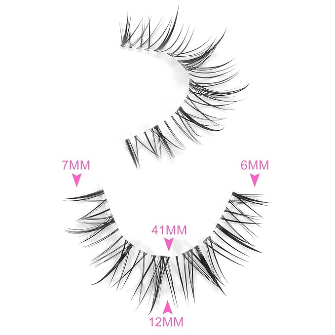 outopen 10 Pairs Manga Lashes Natural Look False Eyelashes Wispy Spiky Anime Lashes Korean Japanese Asian Style Cosplay Fake Eyelashes with Clear Band