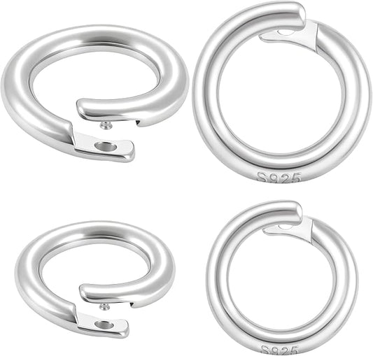 2 Pcs Sterling Silver Jump Rings, Locking Jump Rings, OD 7.7mm, 6.2mm Jump Ring for Jewelry Necklace Bracelet Making Findings (Silver)