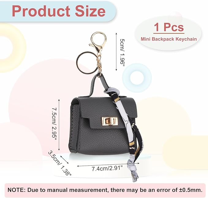 PATIKIL Mini Backpack Keychain, Cute Coin Purse Keychain PU Leather Backpack Purse Key Chain Little Earbud Bag Keychains for Women Mini Card Data Cable Organizer, Gray