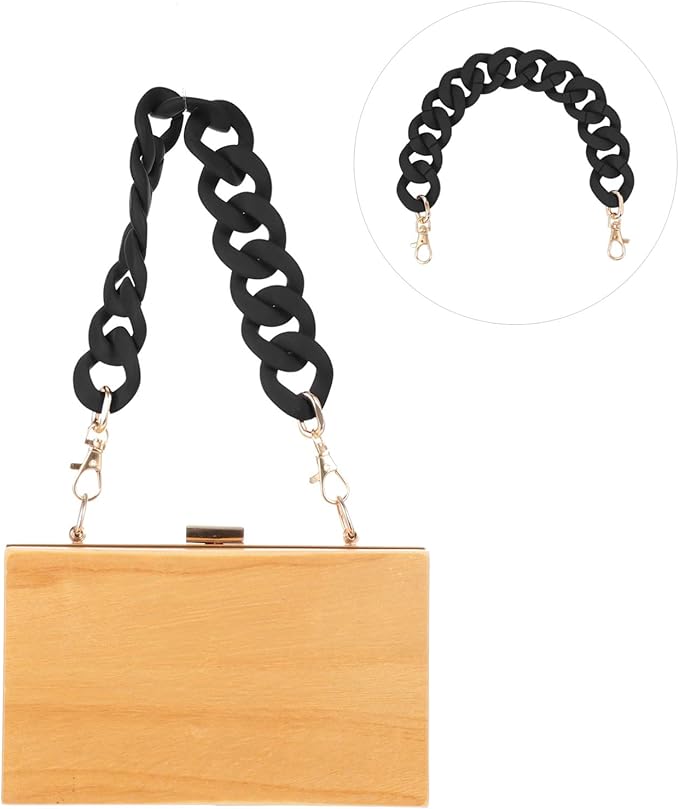 Black Purse Chain Replacement Strap for Handbags - 15 Inch Detachable DIY Accessory with Alloy Hooks for Purses and Messenger Bags