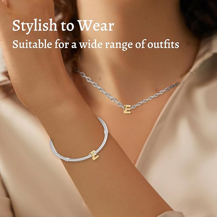 S925 A-Z 14K Gold Plated Initial Letter Alphabet Charms for Pandora Bracelets and Necklaces Women, Gifts for Couple Family Friend on Birthday Anniversary Christmas Mothers Valentine's Day Grad