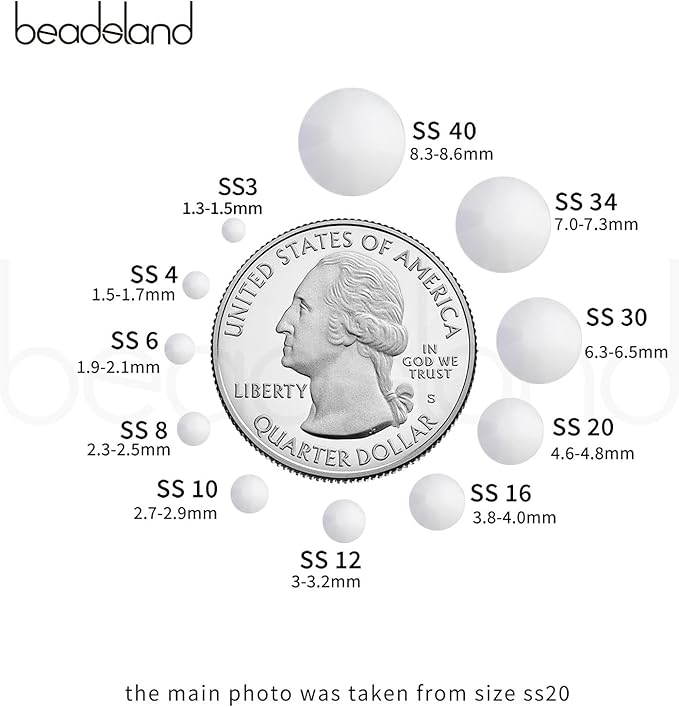 Beadsland Hotfix Rhinestones, 1440pcs Flatback Crystal Rhinestones for Crafts Clothes DIY Decoration, Chalk White, SS20, 4.6-4.8mm