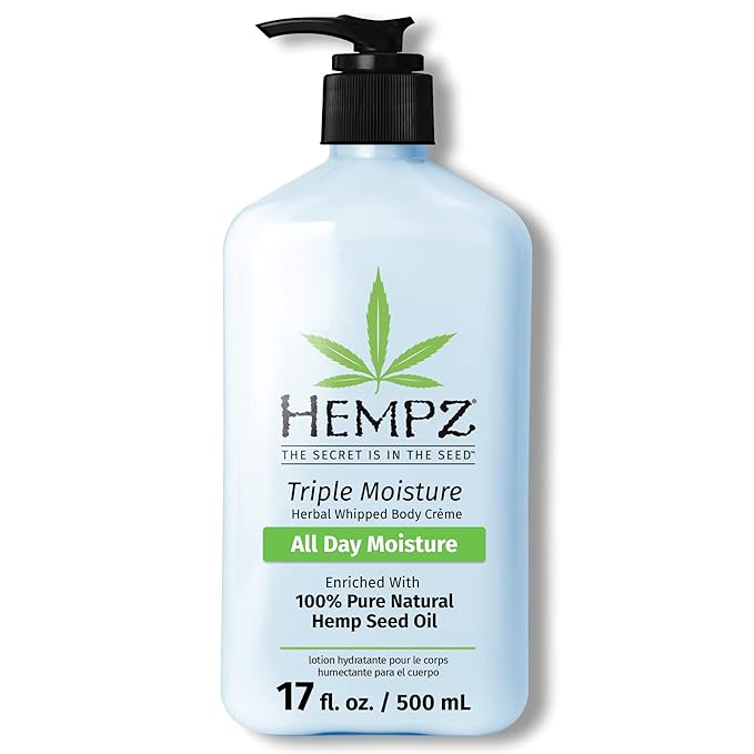 HEMPZ Triple Moisture Body Moisturizer, 17 Oz – Hydrating Lotion Rich with Minerals, Vitamin C, & Hempseed Oil to Nourish & Repair Extremely Dry or Sensitive Skin for Body