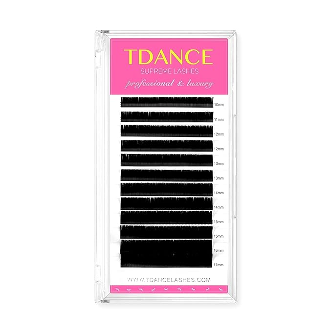 TDANCE Lash Extension Matte Black Eyelash Extension C CC D DD J B L Curl Volume & Classic Lash Extensions 0.03-0.18mm Thickness Professional Salon Use(0.07-CC,10-17 mm)