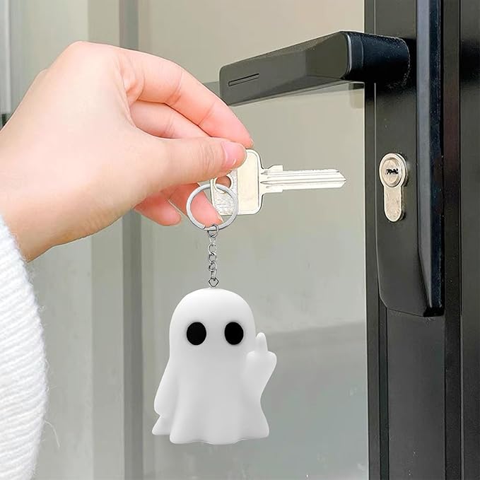 Halloween Funny Keychain, Cute Ghost Pendant Keyrings for Men, Unique Cool Gifts for Women Teens Couples Friends