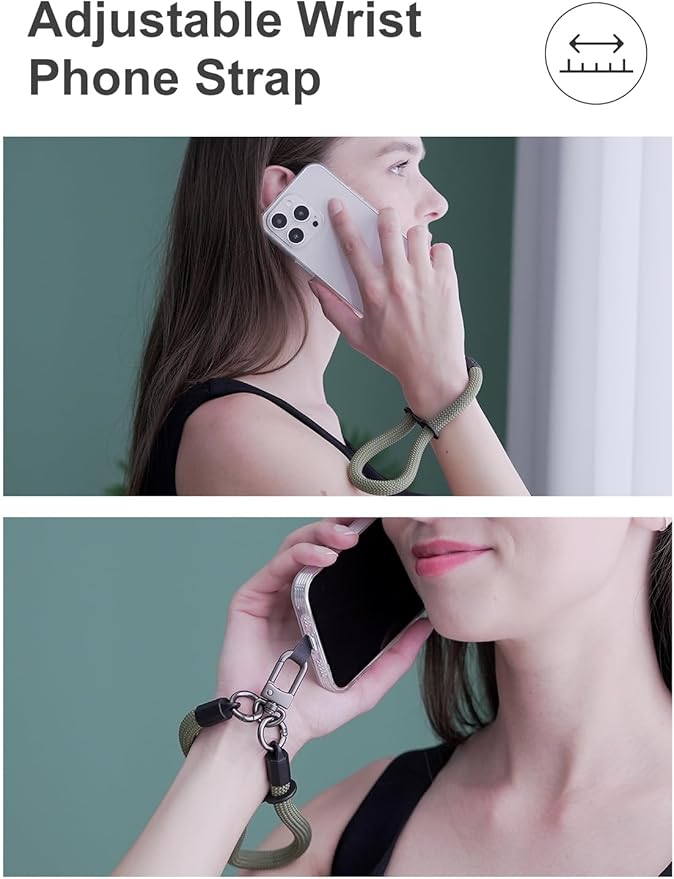project-cb Hand Wrist Phone Strap,Phone Lanyard Patch ×2,Cell Phone Case Holder,Wristlet Strap for Key,AirPods,Camera (Holiday Green, 15.7inch)