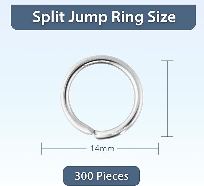 Mandala Crafts 14mm Silver Colored Double Jump Rings for Jewelry Making - 300 Pcs Small Split Key Rings Set for Crafts, DIY Keychains, and Accessories