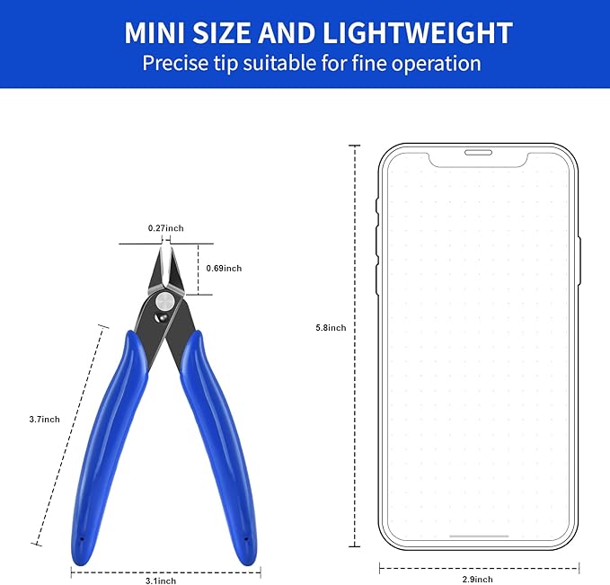 5 Inch Micro Flush Cutter, 5Pack Small Wire Cutters Spring Loaded Cutting Pliers, Wire Cutters for Jewelry Making, Soft Copper Wire, Floral, Electronics, Model Craft, Heating Wire, 3D Print