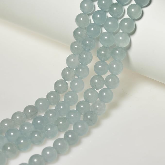 MJDCB Stone Beads 4mm 85pcs Round Grey Blue Jade Loose Gemstone Bead Charms for Jewelry Making Bracelet Necklace Earring Pendant