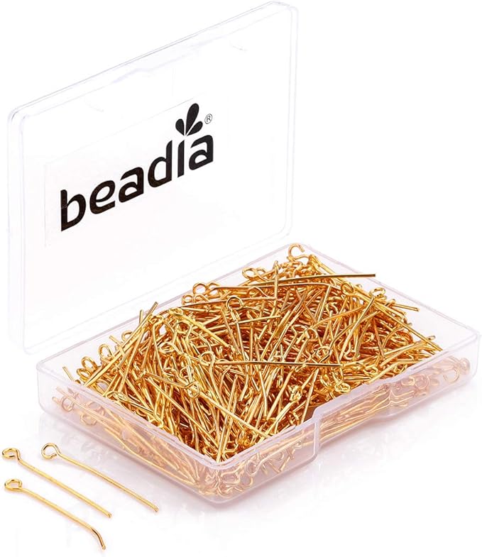 Open Eye Pins Gold Head Pins for DIY Jewelry Making 40mm 200pcs