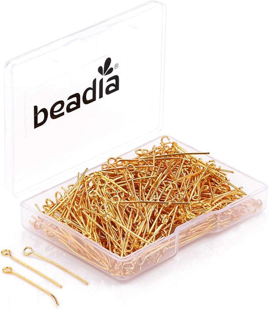 Open Eye Pins Gold Head Pins for DIY Jewelry Making 40mm 200pcs