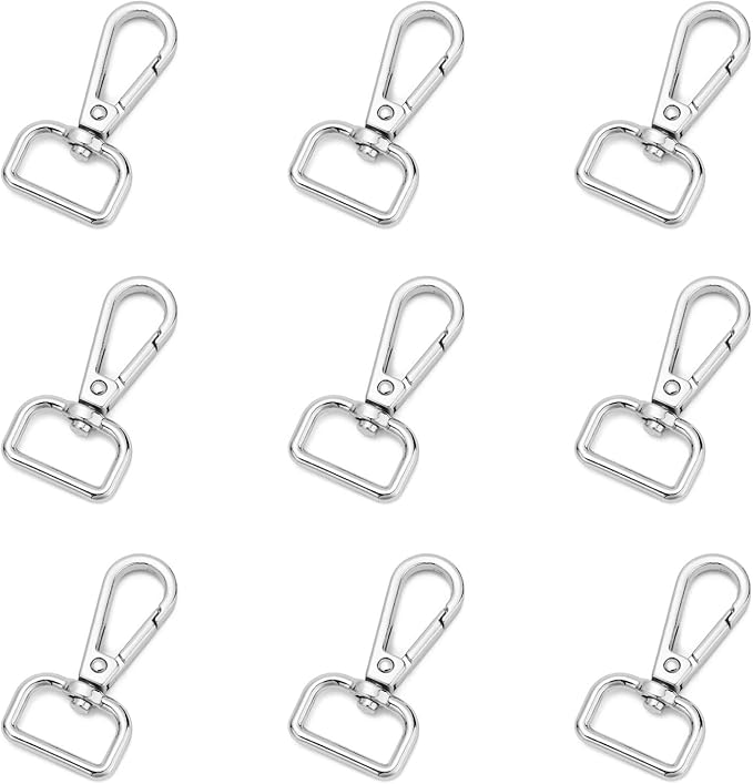 9 Pcs D Ring Swivel Lobster Claw Clasp Push Gate Snap Hooks Trigger Clips for DIY Crafts Keychain Purse Handbag Making,3/4 Inch Silver