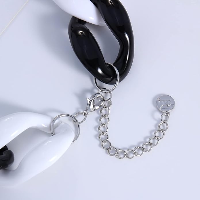 Firstmeet Chunky Acrylic Necklace Smooth Chain Link Cool Statement Choker Cuban Style Jewelry Gift for Women