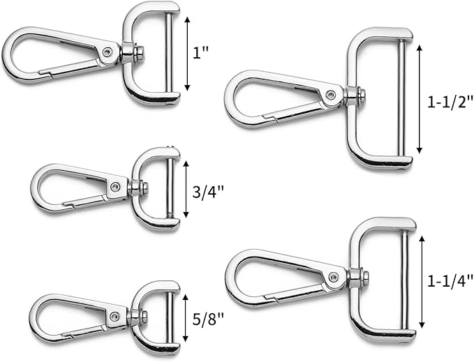 4PCS Detachable Snap Hook Swivel Clasp with Screw Bar, Multiple Sizes Hardware for Changing Bag Straps,Silver5/8