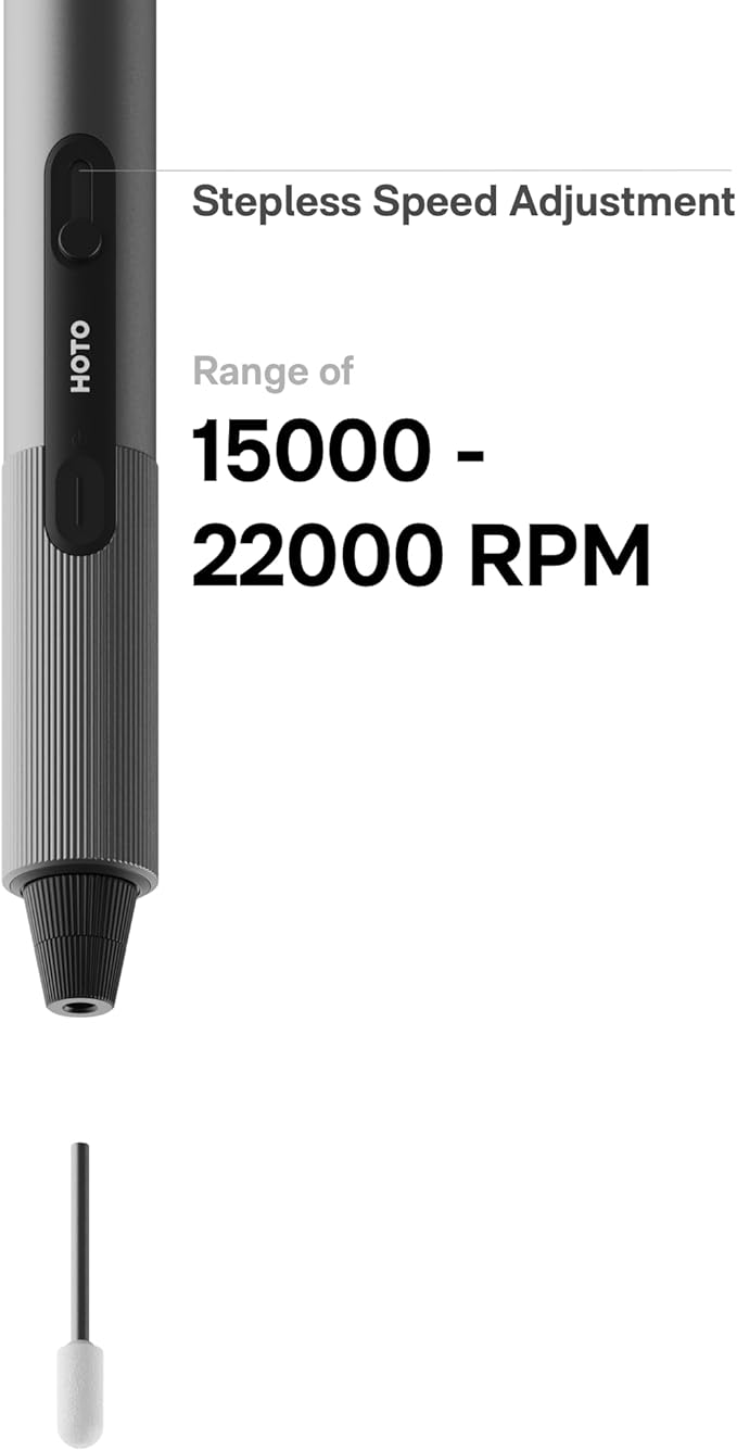 HOTO SNAPBLOQ™ R-A04 Mini Cordless Rotary Tool Kit, Powerful Engraving Pen, 22000 RPM Variable Speed, 38 Accessories, Ideal for 3D Printer Sanding, Polishing, Drilling, Carving, DIY Crafts