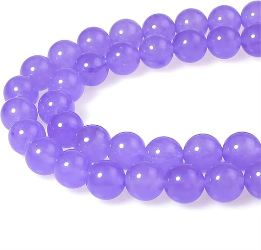 MJDCB Stone Beads 10mm 35pcs Round Lavender Purple Jade Loose Gemstone Bead Charms for Jewelry Making Bracelet Necklace Earring Pendant