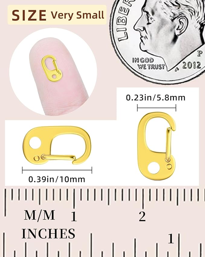 10Pcs Oval Clasp Carabiner Necklace Clasps and Closures, Spring Ring Clasp Pearl Necklace Enhancer Connector for Jewelry Bracelet Making