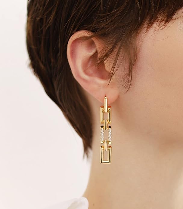 OZEL 14K Gold & Silver Plated Paperclip Chain Earrings with Cubic Zirconia – Dangle, Hoop, Huggie, Stud Styles – Women’s Fashion Jewelry Gift