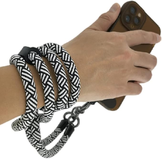 Cell Phone Lanyard Crossbody Rope Around the Neck Wrist Strap for Most Smartphone Case Headset Keychain Offices ID - Black/White