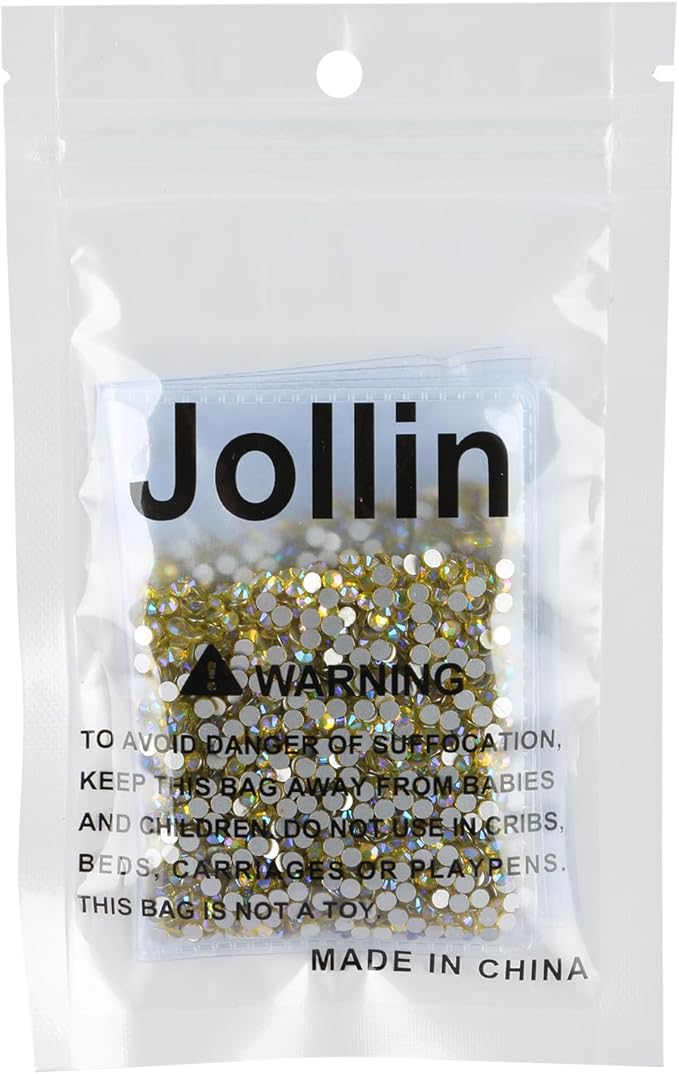 Jollin Glue Fix Crystal Flatback Rhinestones Glass Diamantes Gems for Nail Art Crafts Decorations Clothes Shoes 2.8mm (ss10 2880pcs, Lemon AB)