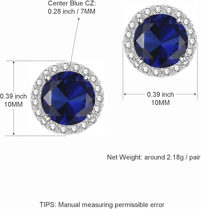 YOMELA Cubic Zirconia Earrings Studs, Halo CZ Birthstone Simulated Diamond Stud Earrings for Women