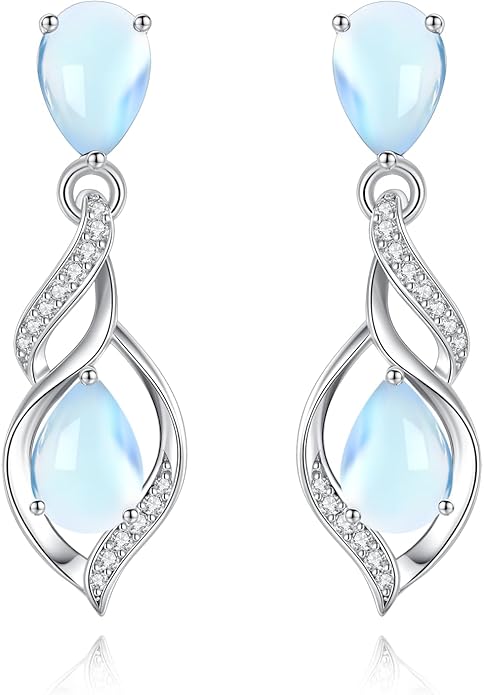 FANCIME Gift for Women Birthstone Earrings for Her Teardrop Birthstone Earrings S925 Sterling Silver infinity Love Birthday Gifts for Mom Women