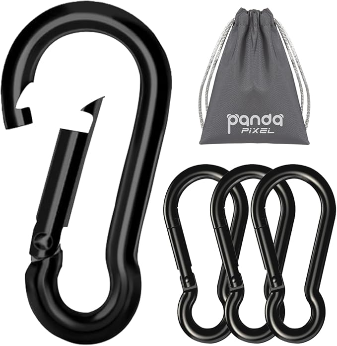 Pixel Panda 3.1&4 Inch Heavy Duty Carabiner Clips Load 1000lbs, 2&4&8Pack Large Snap Hooks for Gym, Outdoor, Swing, Hammock