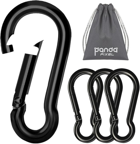 Pixel Panda 3.1&4 Inch Heavy Duty Carabiner Clips Load 1000lbs, 2&4&8Pack Large Snap Hooks for Gym, Outdoor, Swing, Hammock