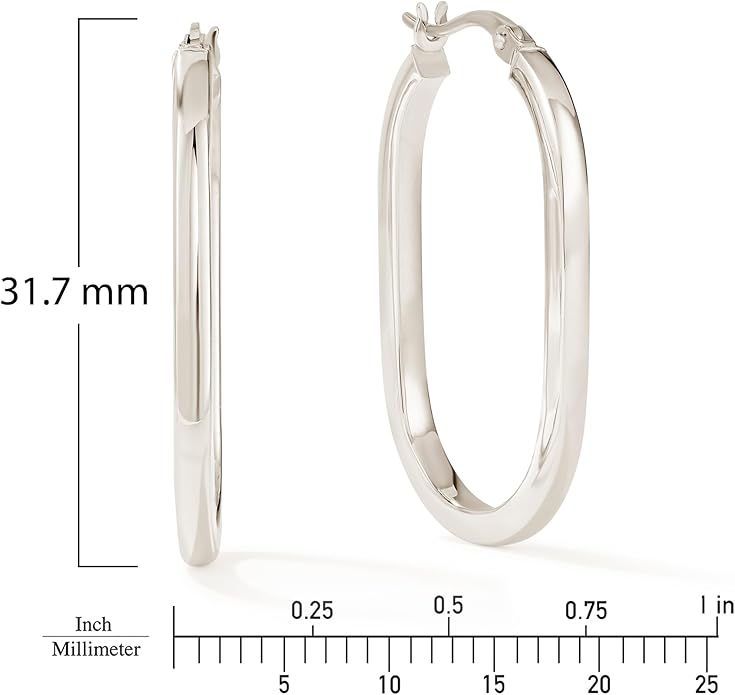 Gold Oval Tube Hoop Earrings for Women – High Polish Finish, Lightweight Hollow Design, 10K or 14K Real Gold