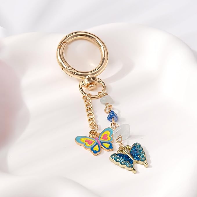 Y2K Keychain Set Heart Butterfly Pearl Flower Bag Charms,Cute Aesthetic Accessories for Women Gifts Keys Bags Purse
