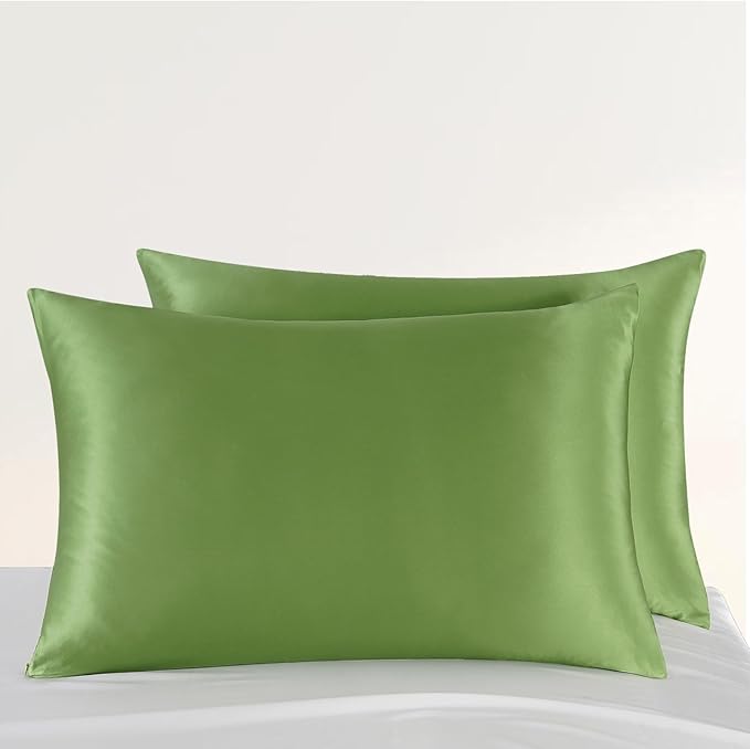 ZIMASILK Upgraded 100% Pure Mulberry Silk Pillowcase for Hair and Skin Silk Pillow Cases with Reinforced Hidden Zipper, More Soft & Durable Grade 6A Silk, Gift Box 1Pc (King 20"x36", Grass Green)