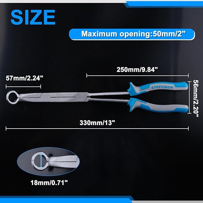 SPEEDWOX 13-Inch Long Reach Double Joint Ring Nose Pliers - XL Pivot for 3/4" Diameter Hose Removal in Narrow Spaces and Limited Areas