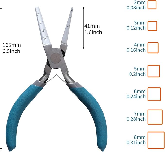 6in Double Square Nose Winding Pliers Multifunctional Wire Looping Pliers with Scales for Crafts Jewelry Making