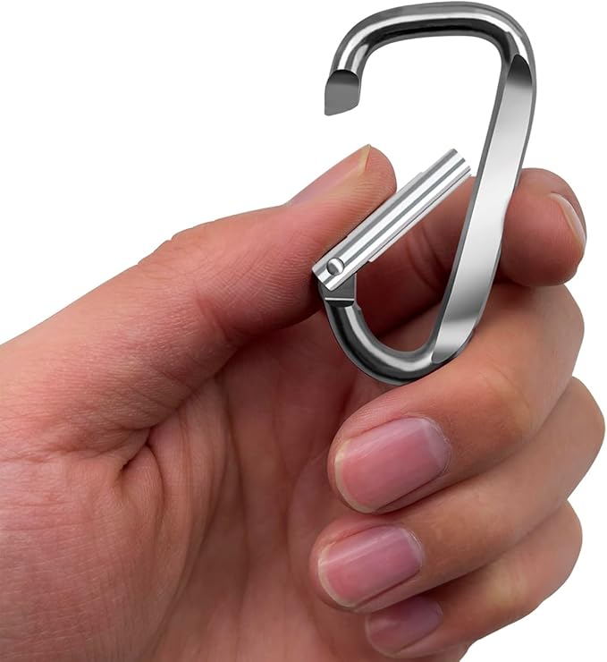 2.4" 24pcs Small Carabiner Clip Keychain, Aluminum D Ring Shape Clips with Keyring Keychain Hook