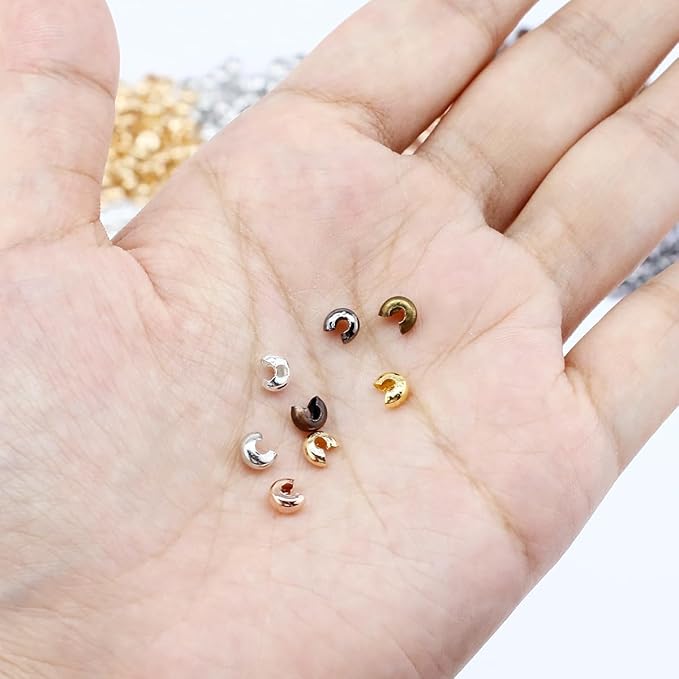 800 Pieces Crimp Bead Covers for Jewelry Making, 4mm Open Half Round Crimp Bead Knot Cover Small Beads for Jewelry Craft DIY（8 Colors）