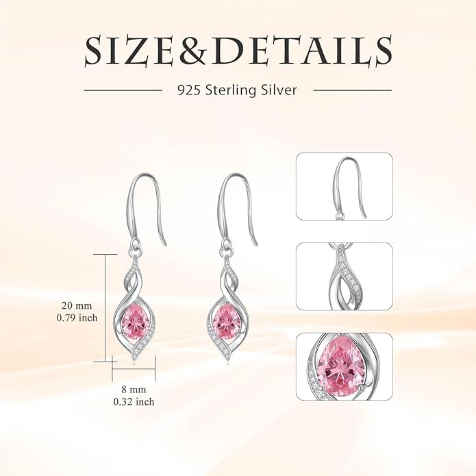 HPQQ Birthstone Earrings for Women 925 Sterling Silver Infinity Love Jewelry Valentines Day Birthday Gifts for Her Mom Wife Girlfriend