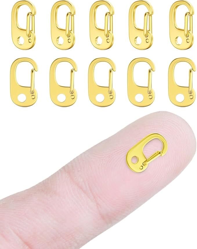 10Pcs Oval Clasp Carabiner Necklace Clasps and Closures, Spring Ring Clasp Pearl Necklace Enhancer Connector for Jewelry Bracelet Making
