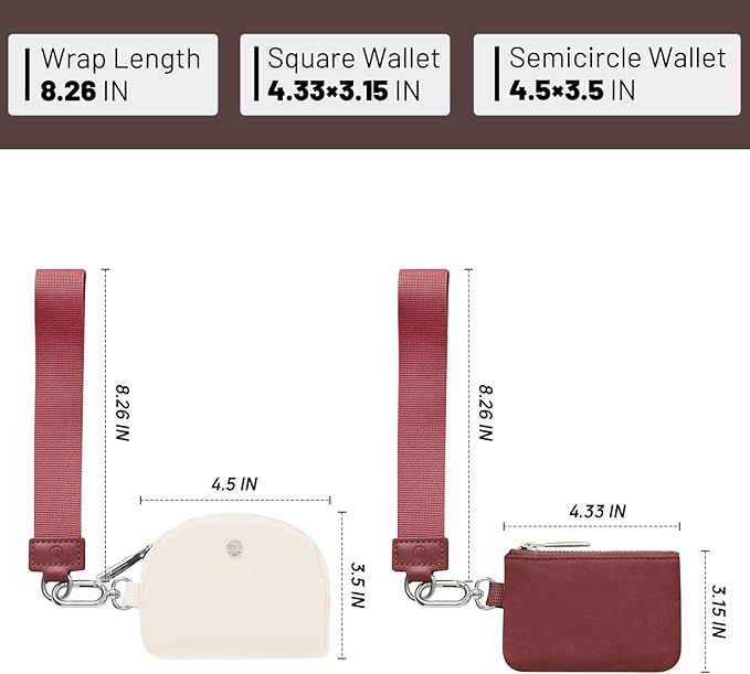 MEXS Keychain Wallet Mini Zip Around Wristlet Wallets for Women Detachable Dual Pouch Wristlet Portable Coin Purse Small Wallets