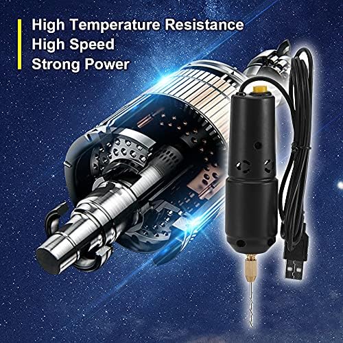 Yinhing Mini Drill for Jewelry Making, Electric USB Screwdriver Drill Set with 10 0.8 to 1.2mm Drill Bits for Resin Casting Drilling Jade Crystal and Pearls (Black #-1)