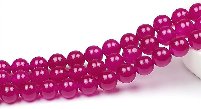 MJDCB Natural Rose Red Jade Round Loose Beads for Jewelry Making DIY Bracelet Necklac (6mm)