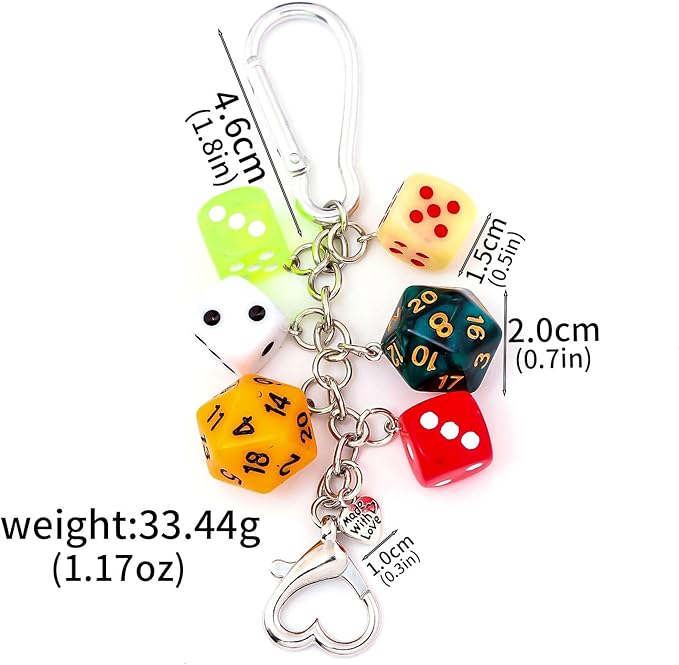 Lucky Dice Cherry Magic 8 Ball Keychain Billiard Ball Star Cherry Bags Charms Cute Y2k Keychain for Women Men