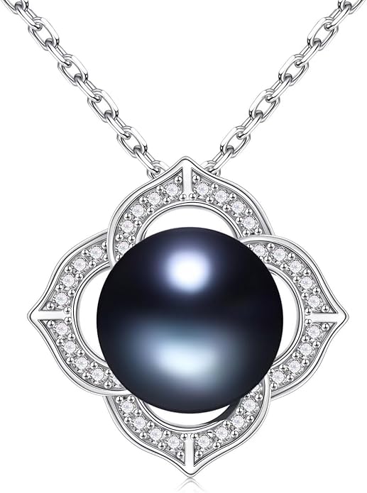 Iefil Valentines Day Gifts for Her - 10-11mm Tahitian Black Pearl & Fresh Water Pearl Necklace, Anniversary Birthday Gifts for Wife Girlfriend | Pearl Necklaces Gift for Her