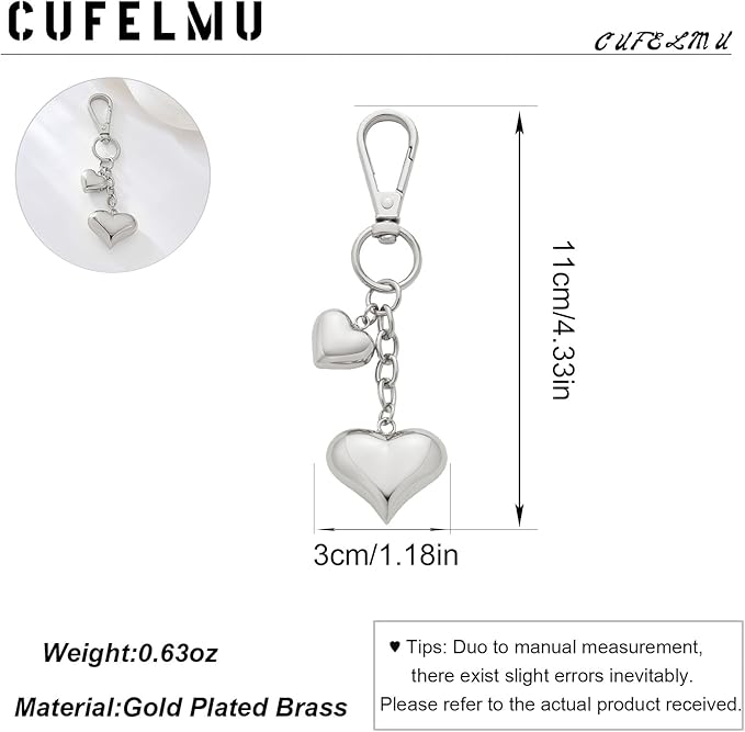 Heart KeyChain for Women Bagchain Gold Silver Fashion Keychains Accessories