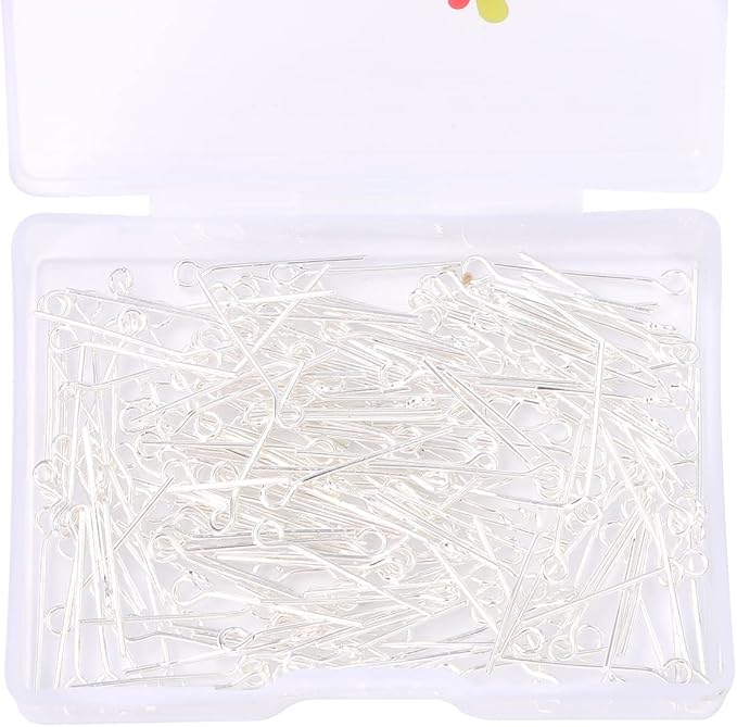 Silver Plated Open Eye Pins Non Tarnish 20mm 200pcs for Jewelry Making Findings