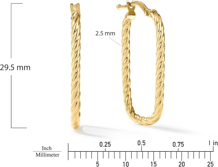 Paperclip Oval Hoops in Real 10K White Gold with a Diamond-Cut Finish | 30mm Length | Real Gold, Stamped for Authenticity